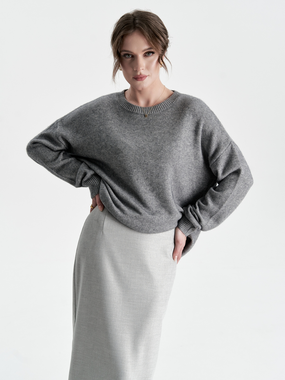 Свитер из мериноса и кашемира в сером цвете