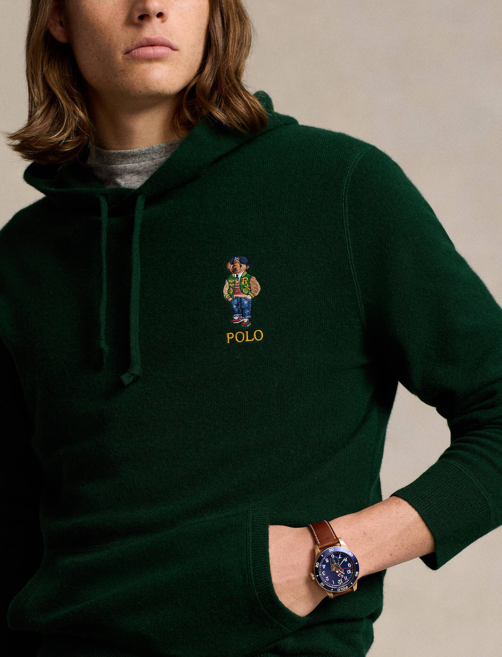 Хлопковая Худи POLO RALPH LAUREN - темно-зеленый(710946003)