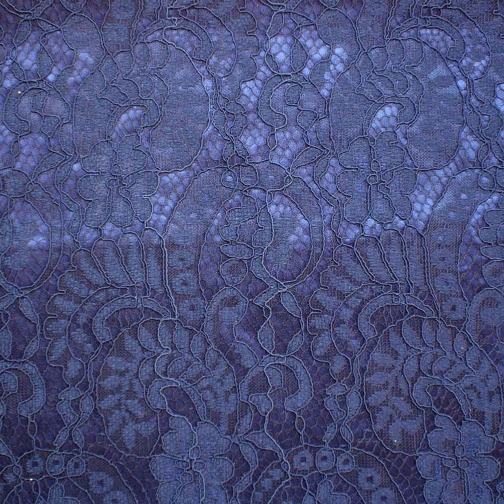 Ткань Кружево корд на трикотажной основе, 240 гр/м2, 150 см, синий