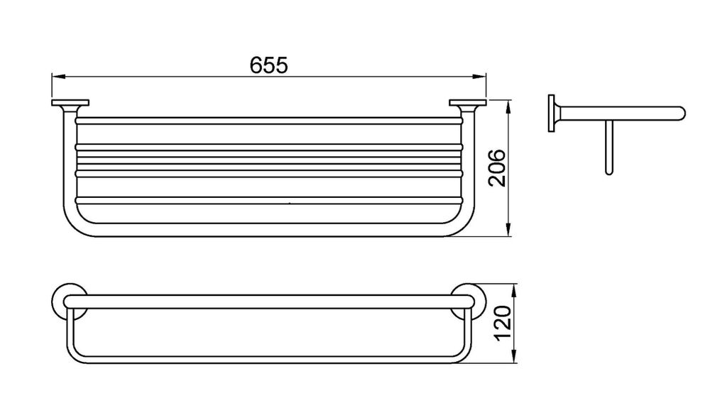 Полка для полотенец 655 мм замак HOTEL 16406.B глянцевый