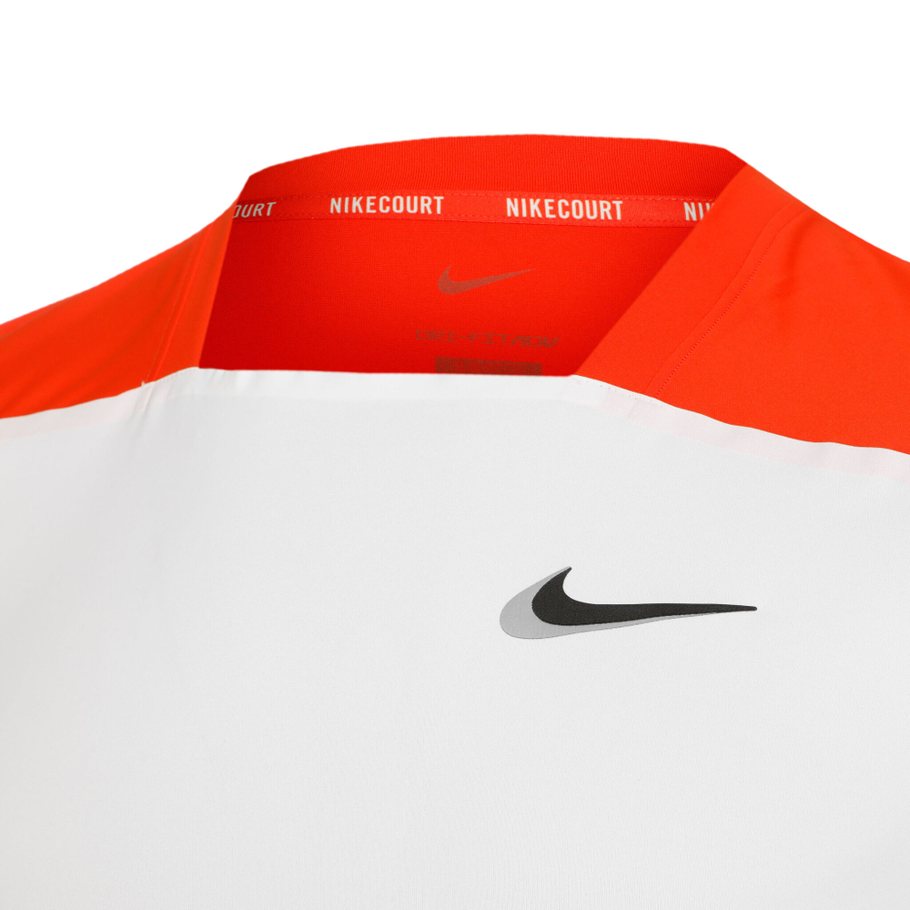 Мужское теннисное поло Nike Dri-Fit Slam T-Shirt Men - White, Orange