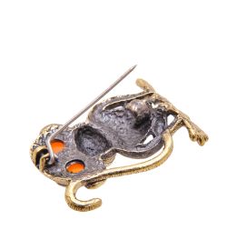 AM-3481 Брошь «Макака» (латунь, янтарь)