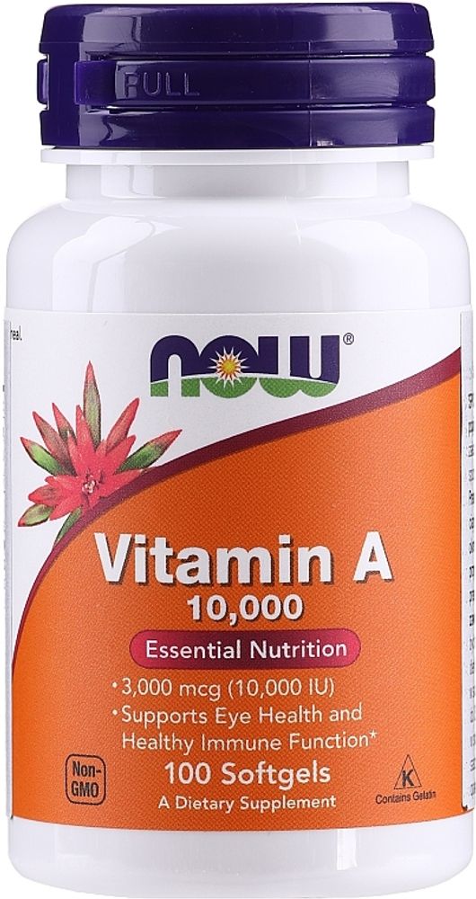 Now Foods Vitamin A (10.000 IU)  100 softgels | Витамин А