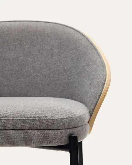 Барный стул Eamy светло-серый с натуральной отделкой