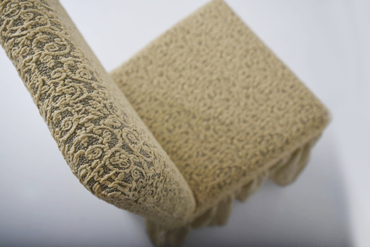 Чехол на стул с оборкой Жаккард, цвет Бежевый, Набор 6 шт.