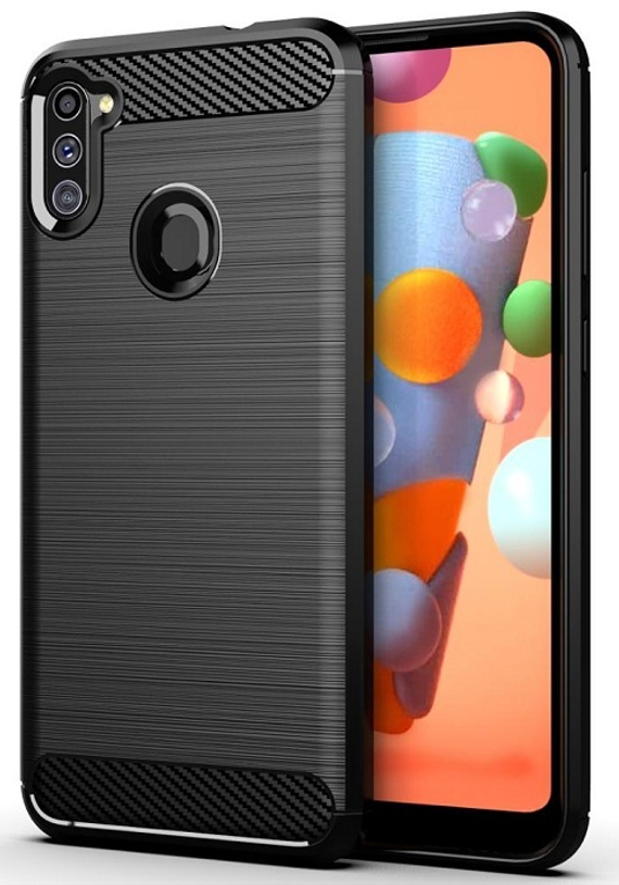 Чехол черного цвета серии Carbon для Samsung Galaxy A11 от Caseport