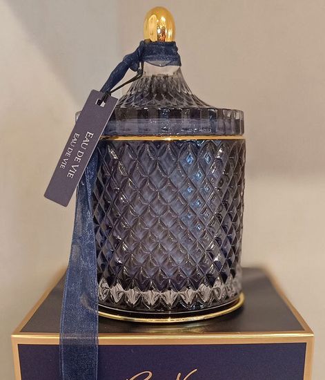 Вода жизни, большая тёмно-синяя свеча Арт-деко с кисточкой, Cote Noire