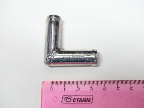 Трубка соединитель для патрубков уголок 90.12x12 L= 35x35 (металл) (CARUM)