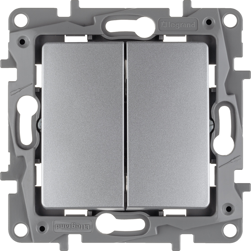 Выключатель 2х-клавишный 10А 250В алюминий ETIKA Legrand