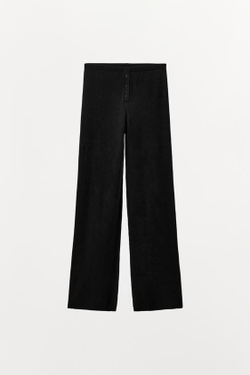 ZARA ТРИКОТАЖНЫЕ БРЮКИ С ПУГОВИЦАМИ, ЧЕРНЫЙ