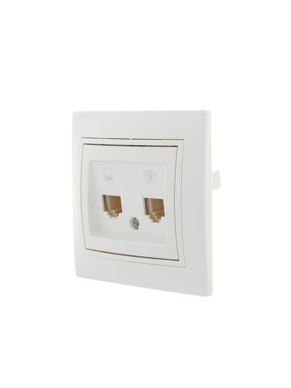 Розетка компьютерная + телефонная 2-м СП Mira RJ45 + RJ11 бел./бел. LEZARD 701-0202-143