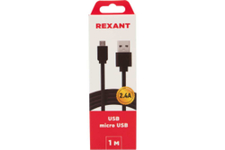 Универсальный кабель REXANT USB microUSB шнур плоский 1М черный 18-4270