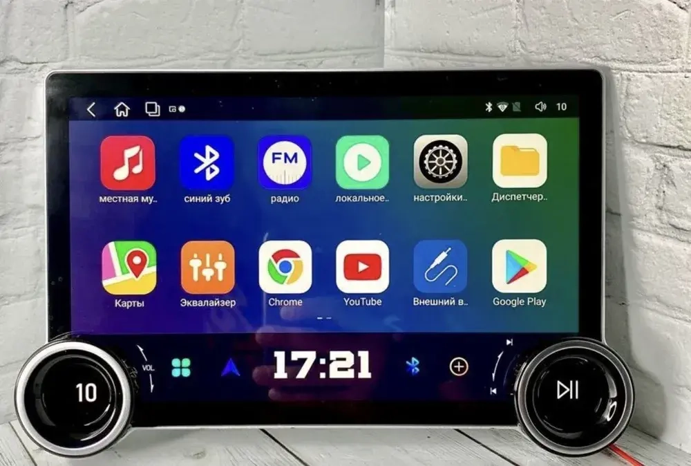 Магнитола с крутилками в рамку 9" или 10" - Farcar RB876 монитор 11.8" QLED+2K на Android 13, CarPlay, 4G SIM-слот, 6/128ГБ