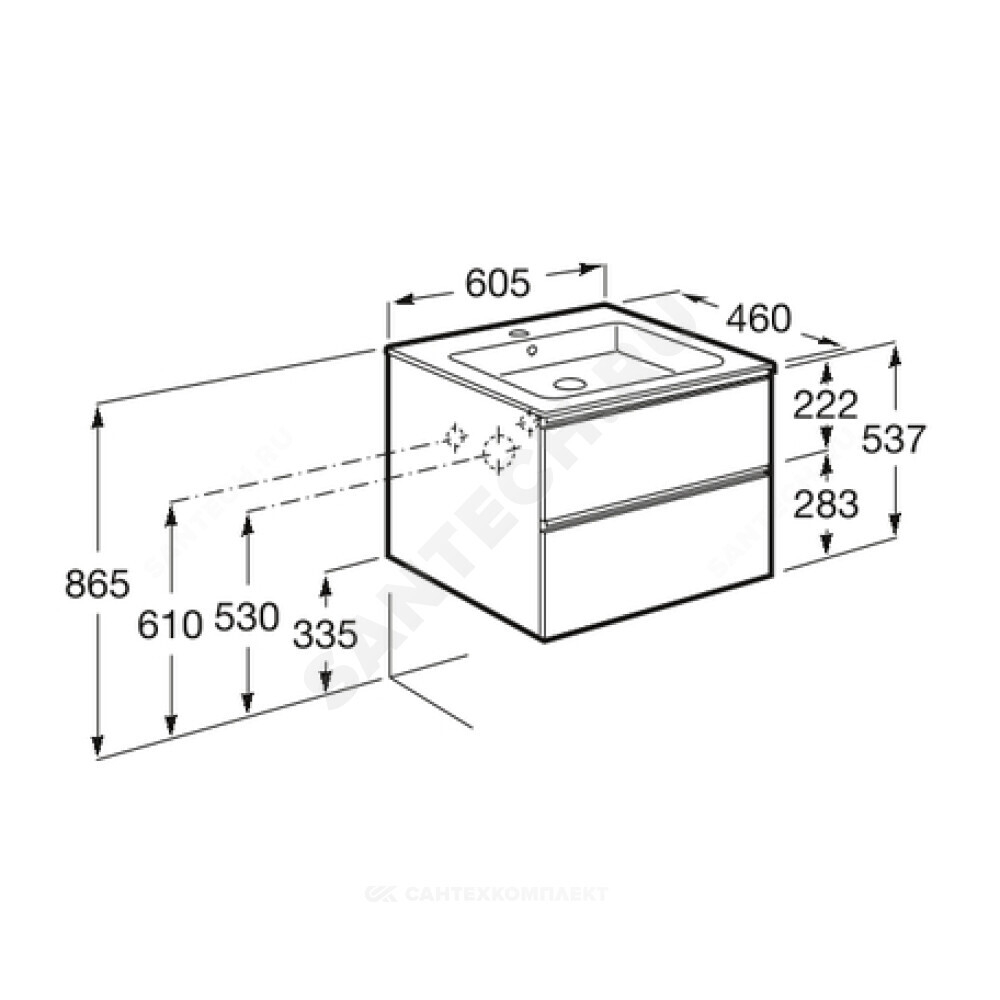 Тумба под умывальник 60 The GAP белый глянец Roca A857397806