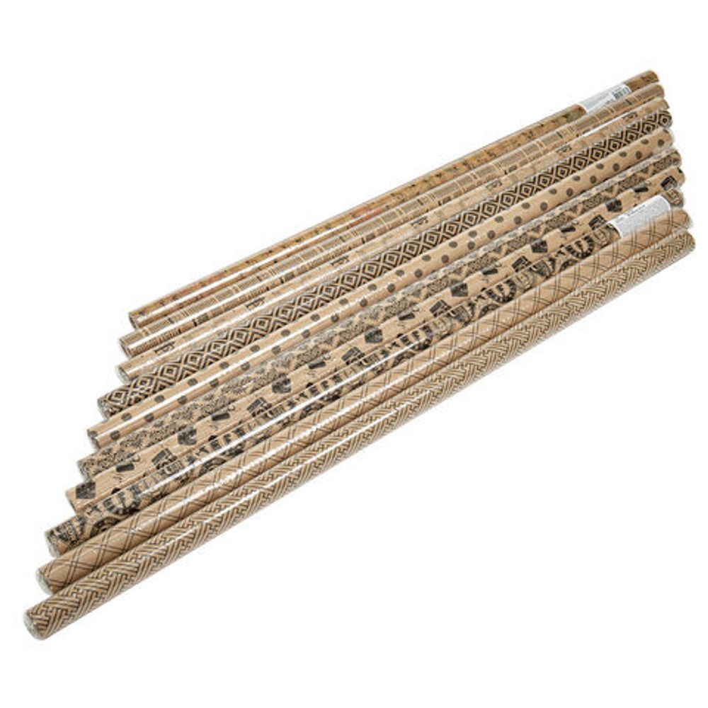 Бумага упаковочная "Kraft Unlimited", 70x100 см, 10 дизайнов ассорти, ЗОЛОТАЯ СКАЗКА, 591913, 1шт