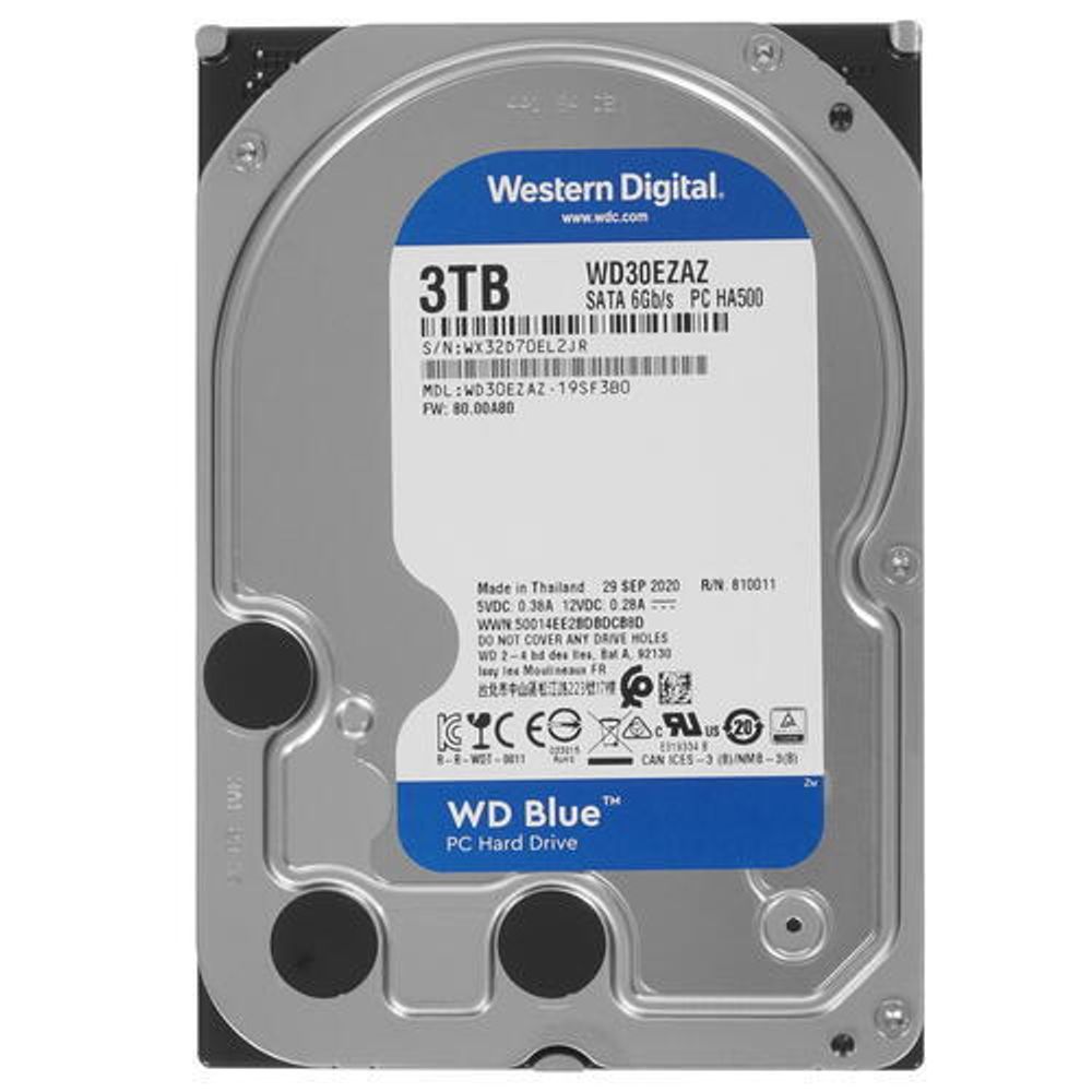 Жесткий диск HDD 3Tb Western Digital Blue SATA 6Gb/s 256Mb 5400rpm WD30EZAZ