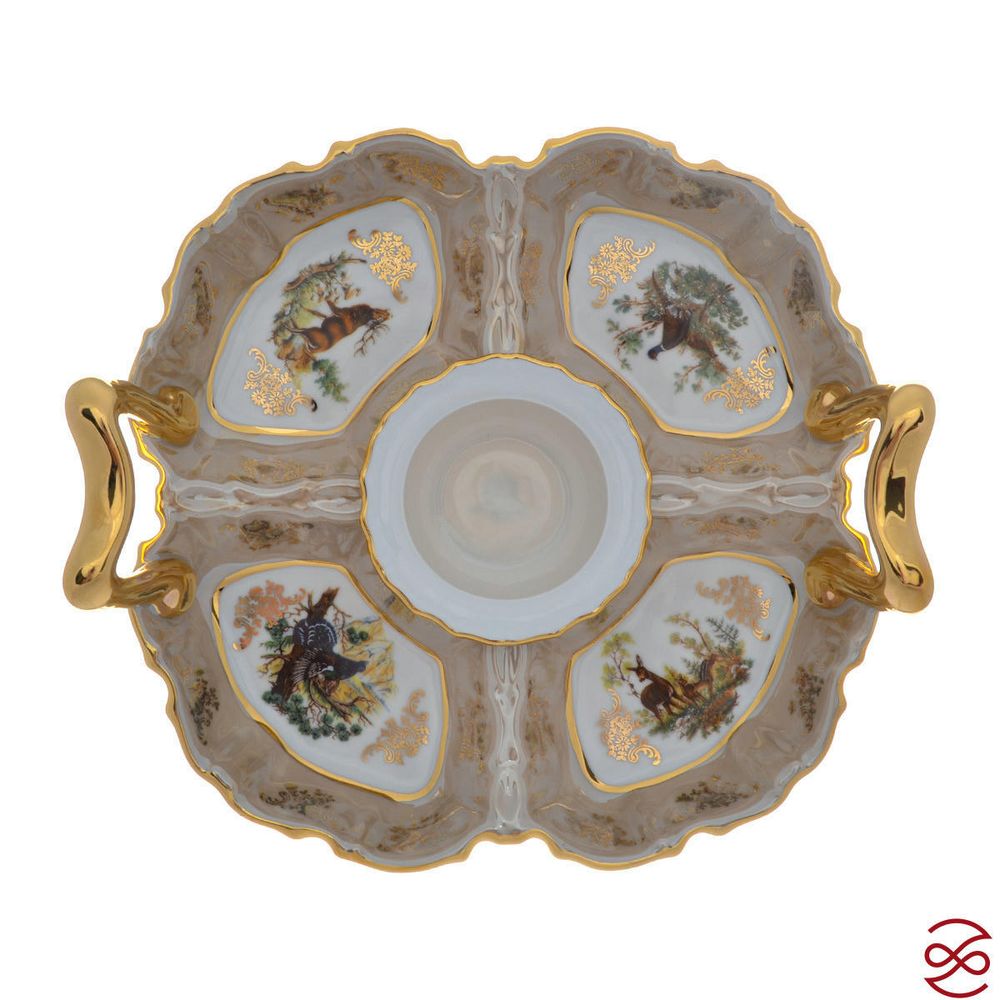 Менажница 5 секции Queen's Crown Aristokrat Охота бежевая 36 см