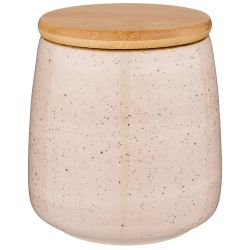 БАНКА С ДЕРЕВЯННОЙ КРЫШКОЙ BRONCO "NATURE" 13*12 СМ 900 МЛ КРЕМОВАЯ (КОР=24ШТ.)