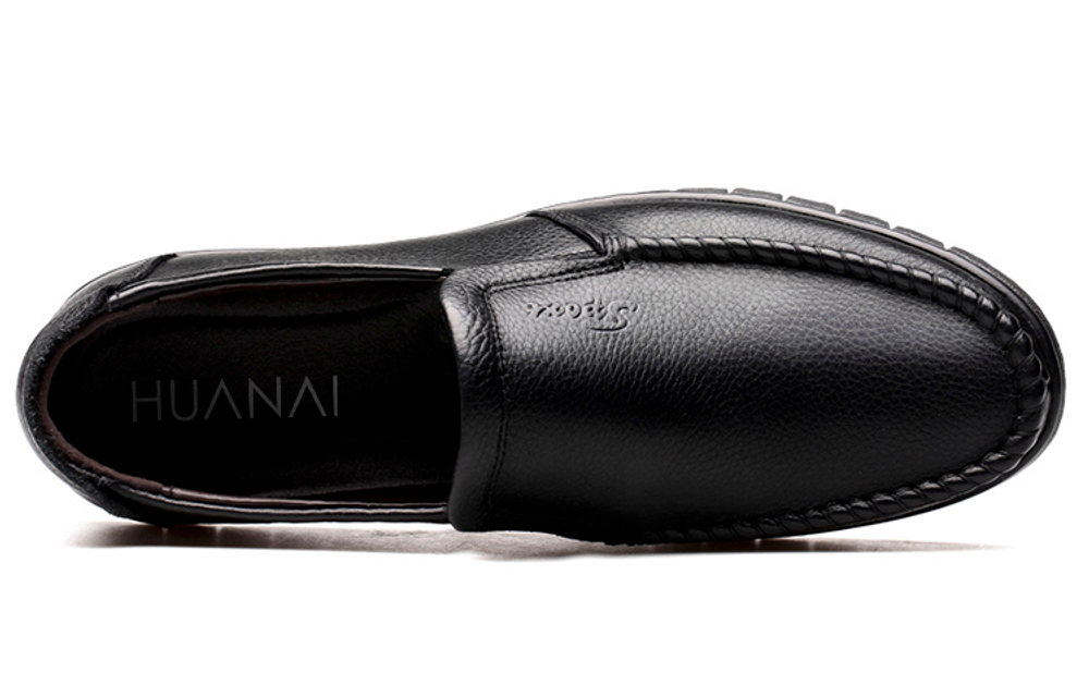 HUANAI Casual Leather Shoes Men"s Low top Black