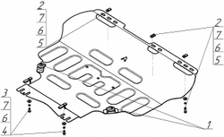 Стандартная защита Motodor картера Двигателя, КПП. 1,5 мм, Сталь. для Ford Focus 2011-2019, Ford C-Max 2007-2015, Ford Focus 2008-2010, Volvo S40 2004-2012, Ford Focus C-max 2003-2007, Ford Focus 2004-2007 арт.50747
