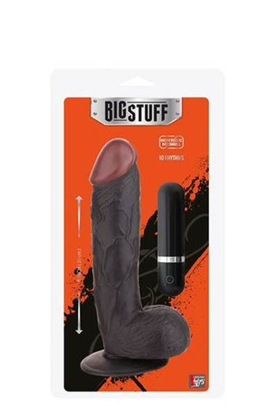 Чёрный вибратор-реалистик BIGSTUFF 8INCH BLACK - 20 см. (Цвет: черный)