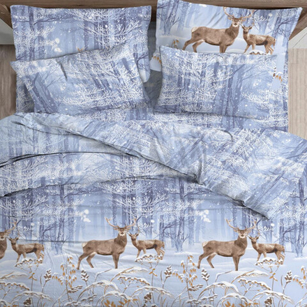 Комплект постельного белья "ВЛ. ЗИМНИЙ ПЕЙЗАЖ", бязь, 100% хлопок, Россия.