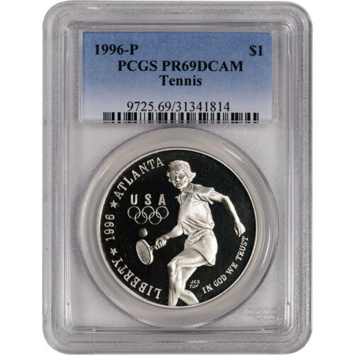 1 доллар Теннис Олимпиада Атланта 1996 г. СЛАБ PCGS PR69 1996 г. США Proof
