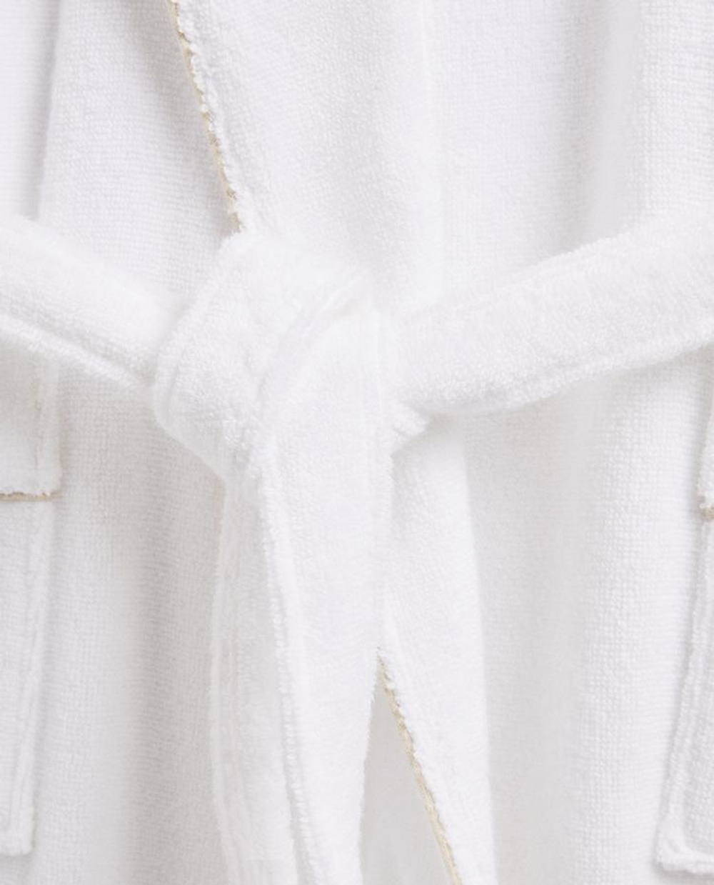 ZARA HOME БАННЫЙ ХАЛАТ С ОКАНТОВКОЙ,БЕЛЫЙ