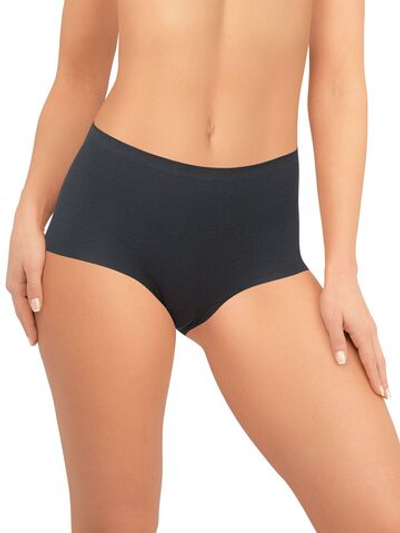 Бесшовные трусики-макси без рисунка (Размер: M) (Цвет: черный)