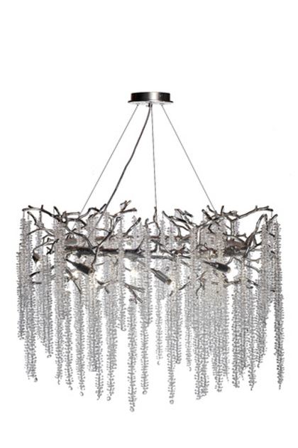 Люстра 80x45см Garda Decor серебряная со стекляными каплями