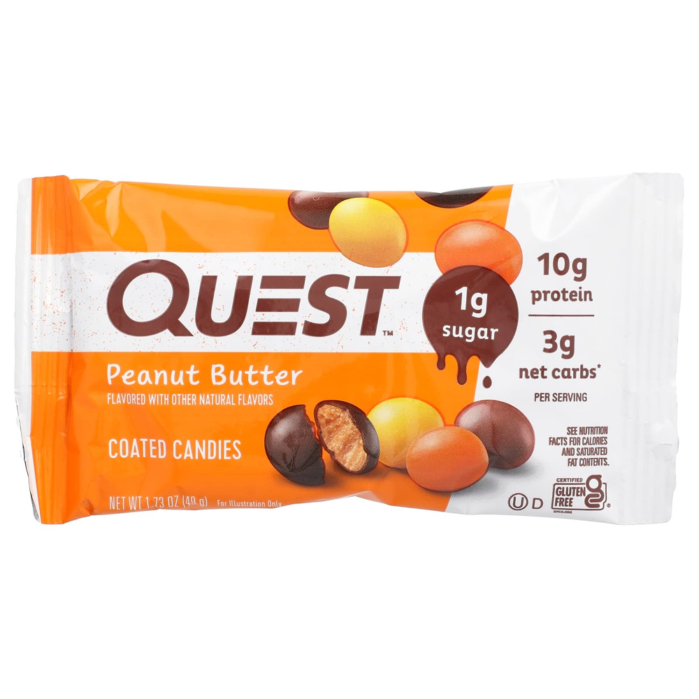Quest Nutrition, Coated Candies, арахисовая паста, 4 упаковки по 49 г (1,73 унции)