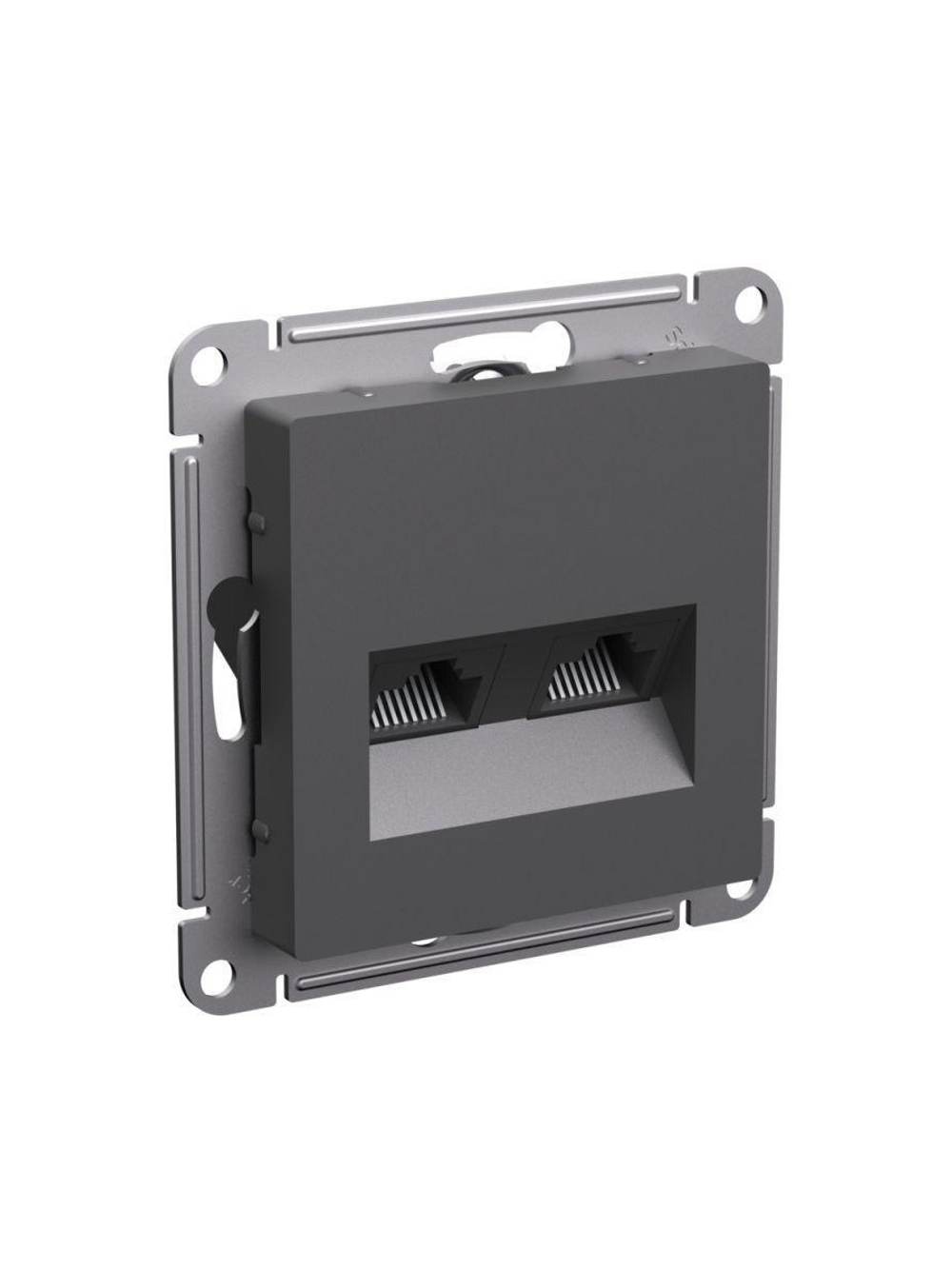 Розетка компьютерная 2-м AtlasDesign RJ45+RJ45 кат.5E механизм базальт SE ATN001485