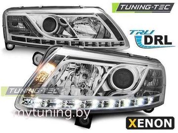 Передние фары Audi A6 C6 tru drl xenon D2S chrome