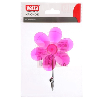 Крючок самоклеящийся "Прозрачный цветной" VETTA