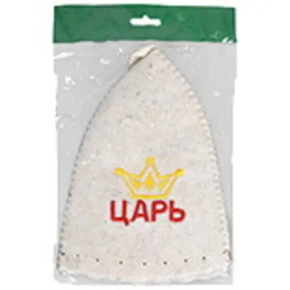 Шапка банная классическая с вышивкой «Царь», цвет белый, (без упаковки)