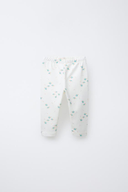 ZARA ЛЕГИНСЫ С ПРИНТОМ «ЧЕРЕПАХИ», БЕЛЫЙ