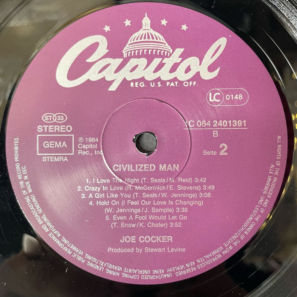 Винтажная виниловая пластинка LP Joe Cocker Civilized Man (Germany 1984) There Goes My Baby