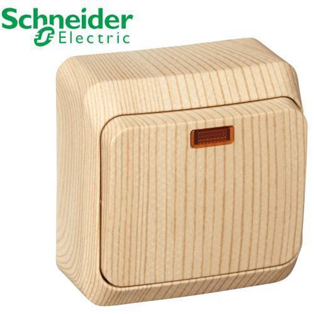 ВА10-005D Выключатель 1кл с подсветкой (сосна) Этюд Schneider