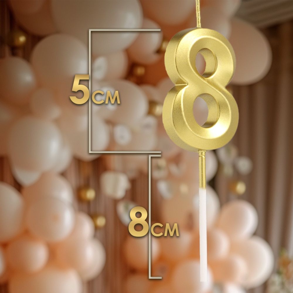 Свеча в торт на шпажке «Грань», цифра &quot;8&quot; ,золотая, 5 см