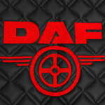 Ковры Daf XF-106 (автомат) (экокожа, черный, красный кант, красная вышивка)