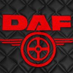 Ковры Daf XF-106 (автомат) (экокожа, черный, красный кант, красная вышивка)