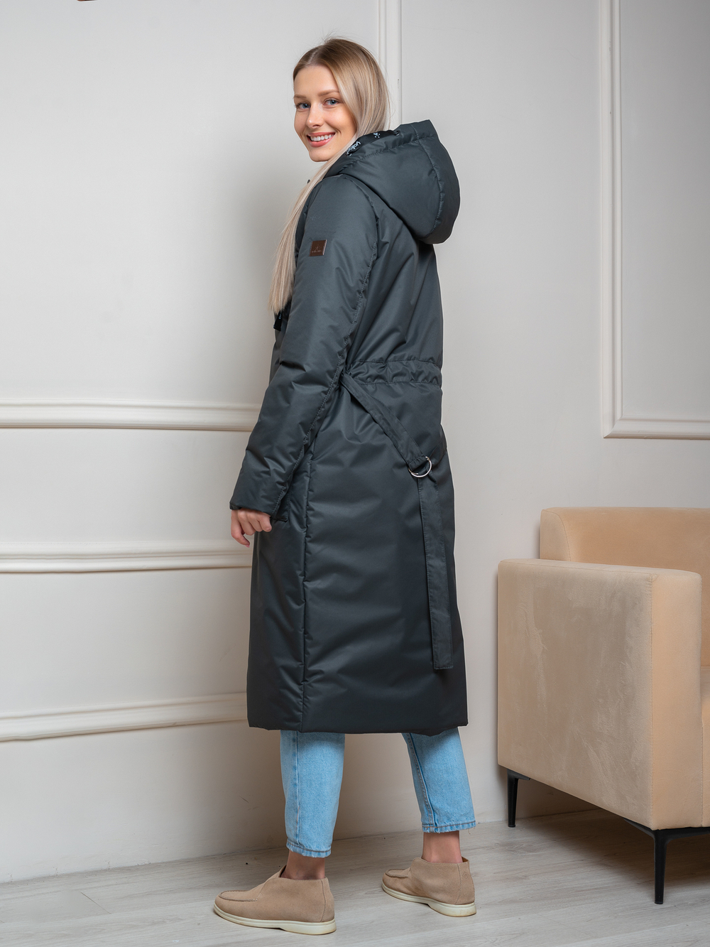 Пальто женское "Кэнди" т.серый