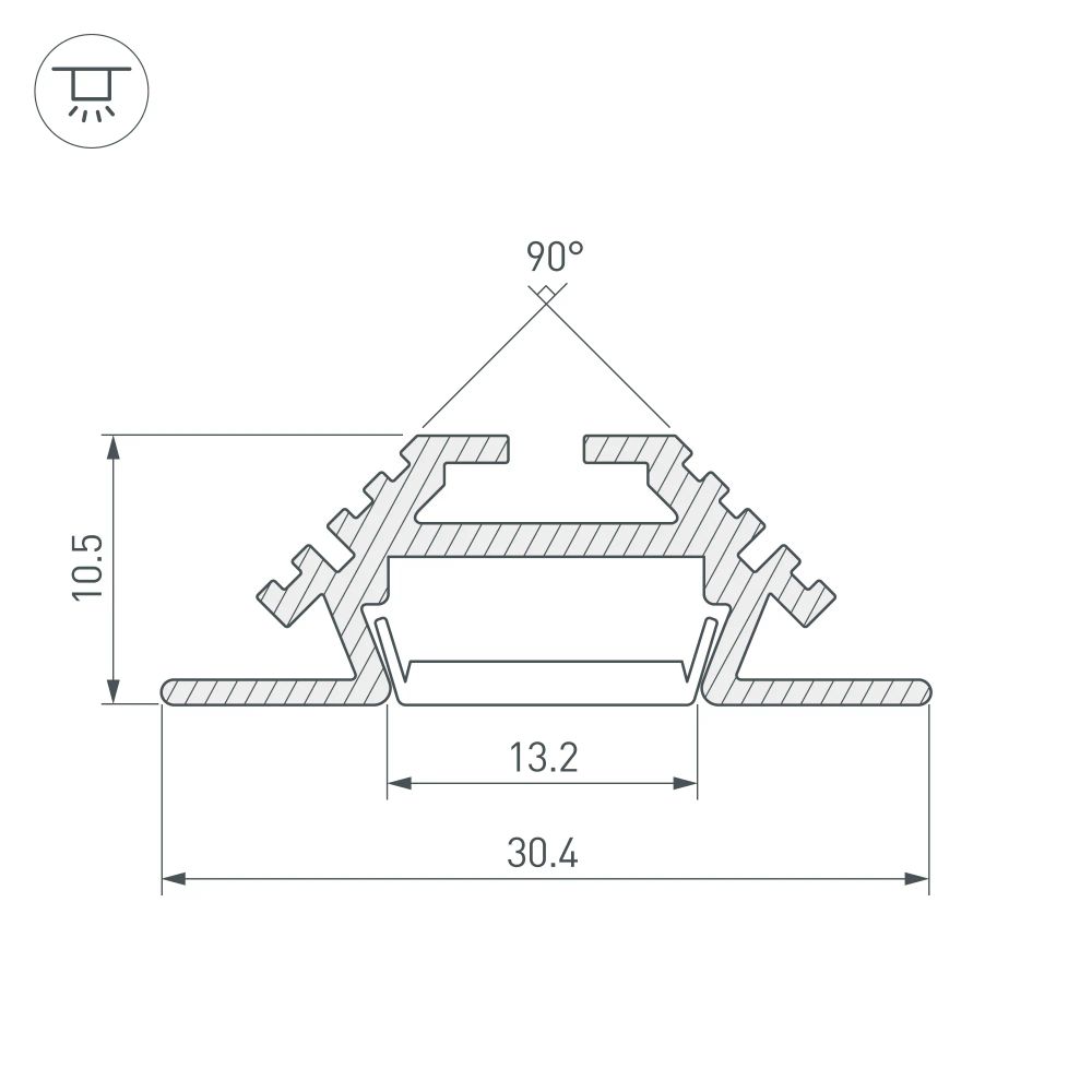 Профиль PHS-V-2000 ANOD (Arlight, Алюминий) 013212
