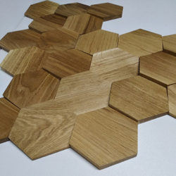 Деревянная мозаика для стен Wood Mosaic 3Д Дуб Гескагон угол