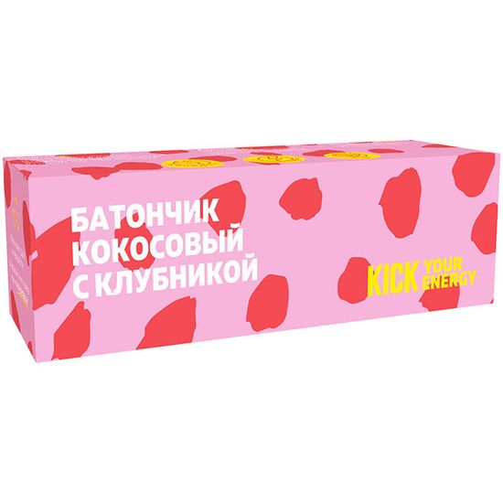 Батончик кокосовый с клубникой KICK 45 г/10 шт