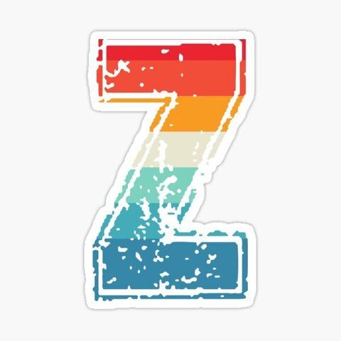 Наклейка Z на футболку ретро радуга