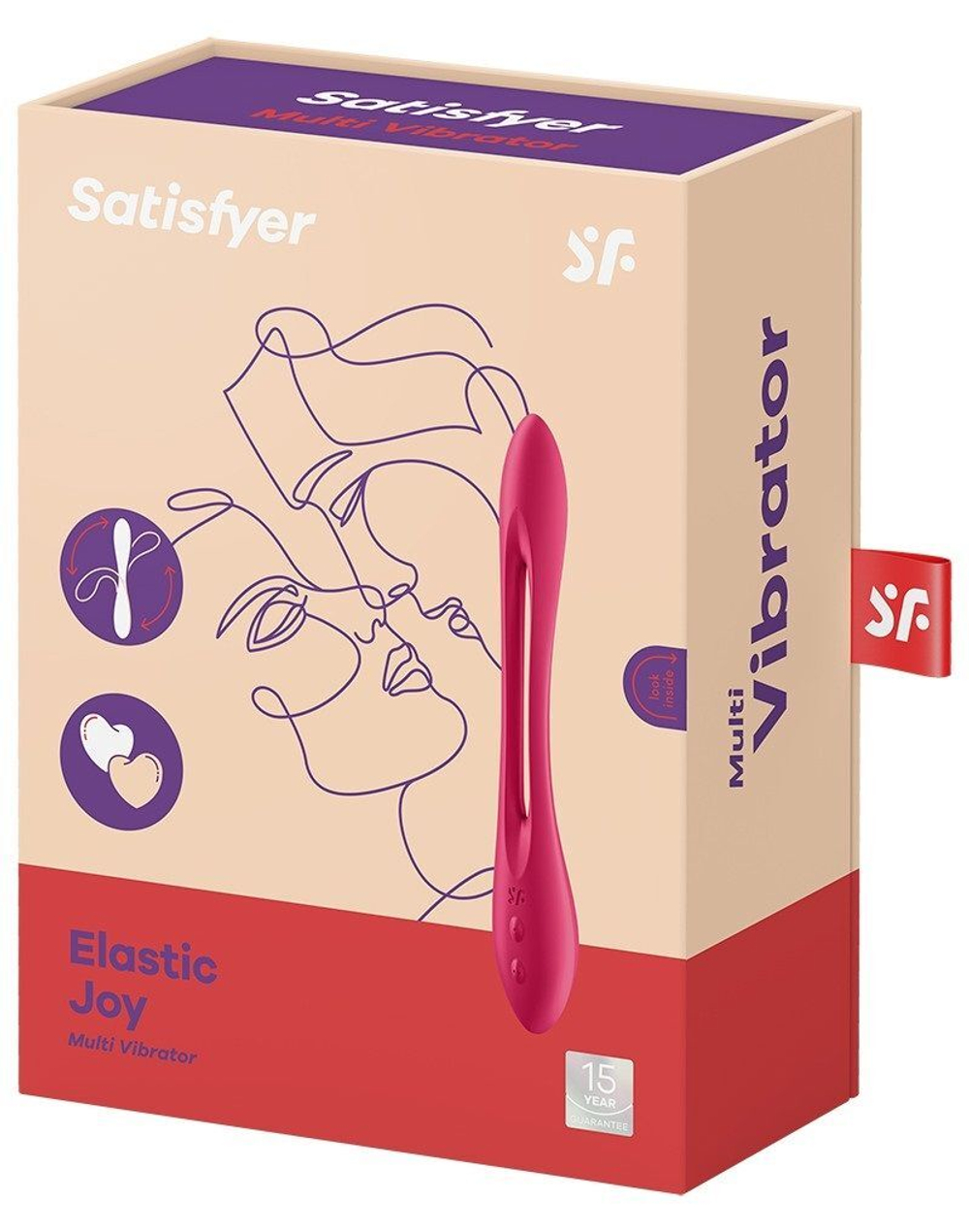 Красный многофункциональный вибратор для пар Satisfyer Elastic Joy