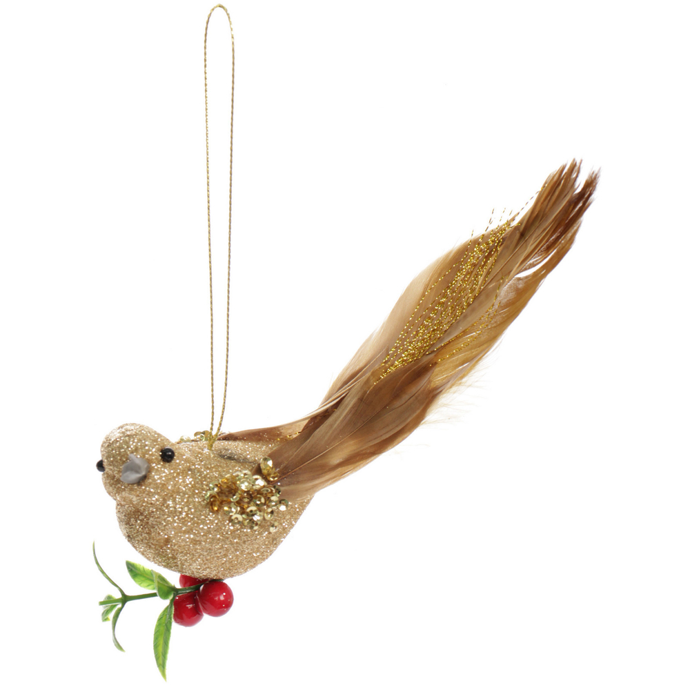Украшение подвесное «Птица мечты» 18*4,5*4 см (набор 2шт.), Шампань