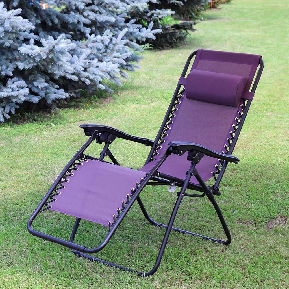 Шезлонг пляжный складной, металл, 165х65х110 см, 100 кг, 2 положения спинки, фиолетовый, Green Days