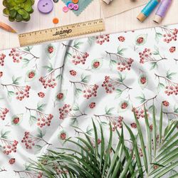 Ткань таффета рябина на ветках